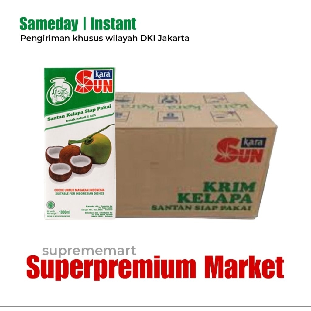 

Sun Kara 1 Liter Santan Kelapa Instan 12 x 1000ml/Karton