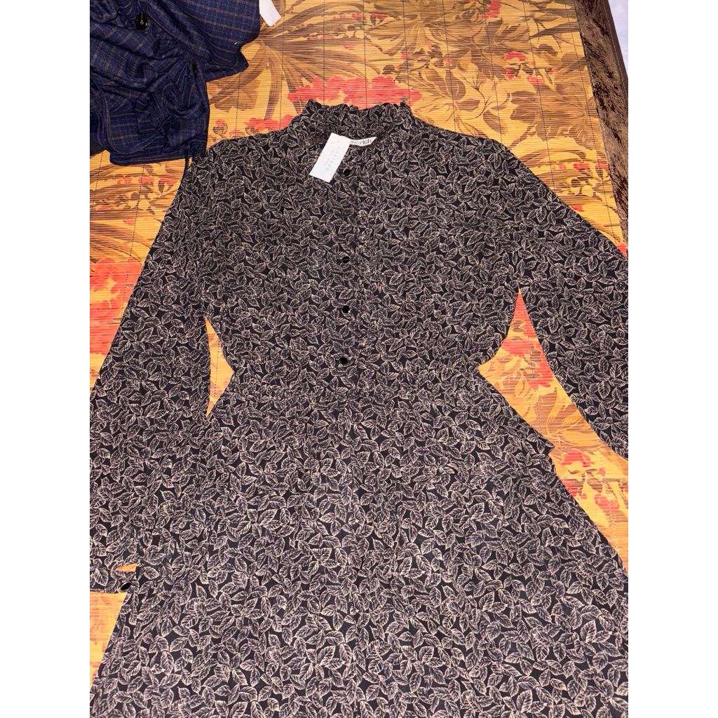 dress coklat bunga bunga