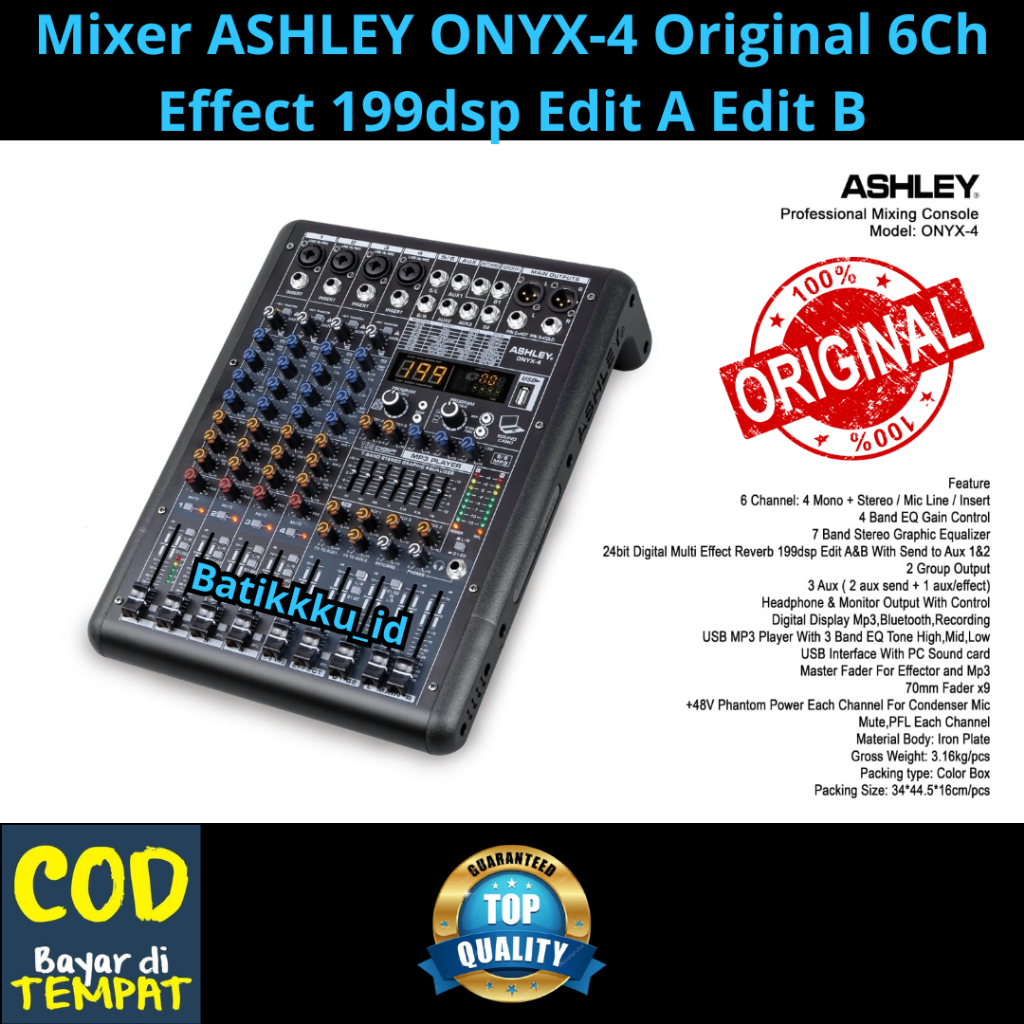 Mixer Ashley Onyx 4 Onyx4 Original New 4CH 199dsp 3 Aux