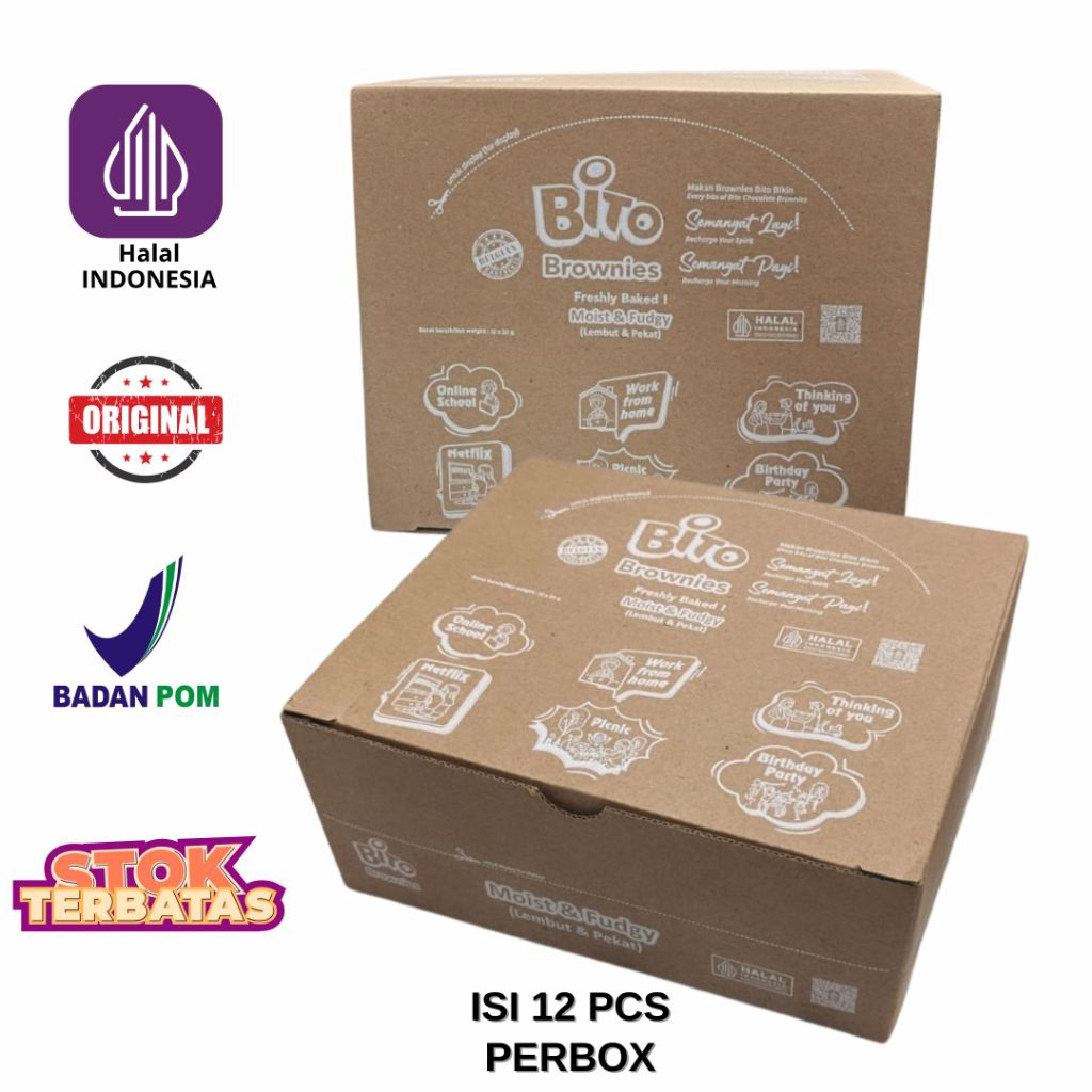 

(STOK•TERBATAS) BITO BROWNIES Isi 12 Pcs EXP JULI 2026 | Kue Brownies Original | Oleh Oleh Jakarta | Snack Milenial | Cokelat Moist & Fudge