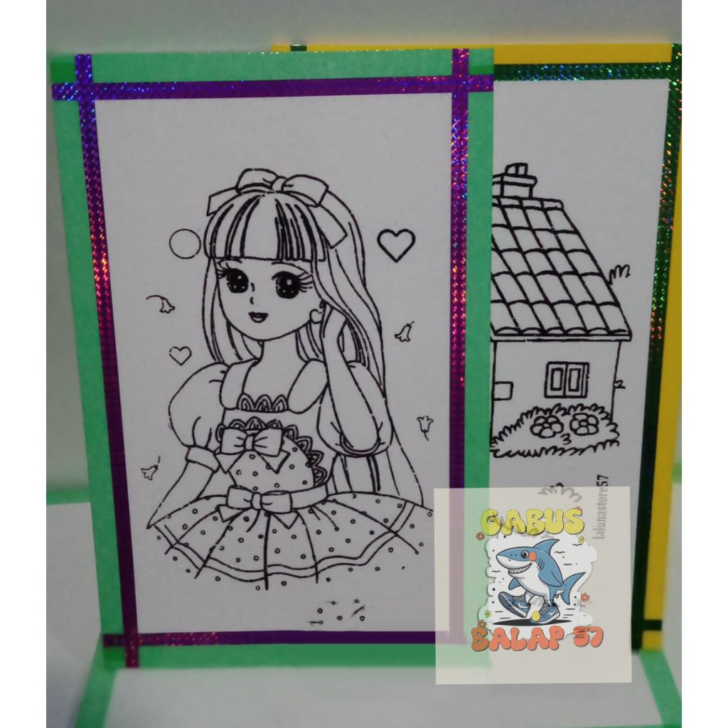 

Lis gliter/menyala media mewarnai sterofoam karakter 33x50cm