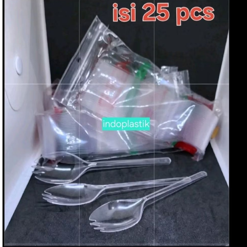 Sendok Plastik 2 in 1/ Sendok Garpu Plastik 2 in 1