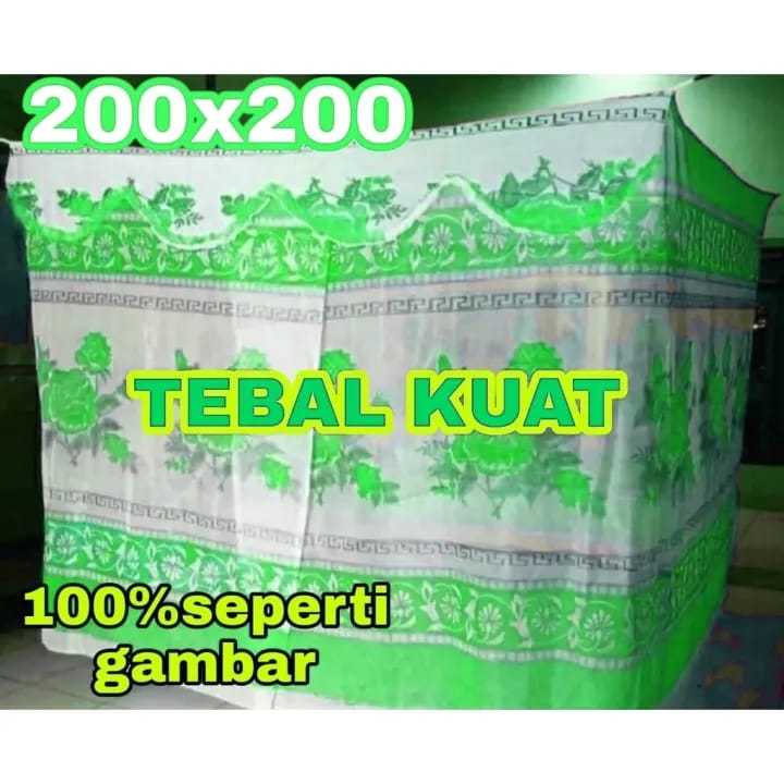 Kelambu Kotak Gantung Motif Bunga SB Jumbo 200x200 Kelambu Tebal Anti Nyamuk Elegan Kelambu Tidur