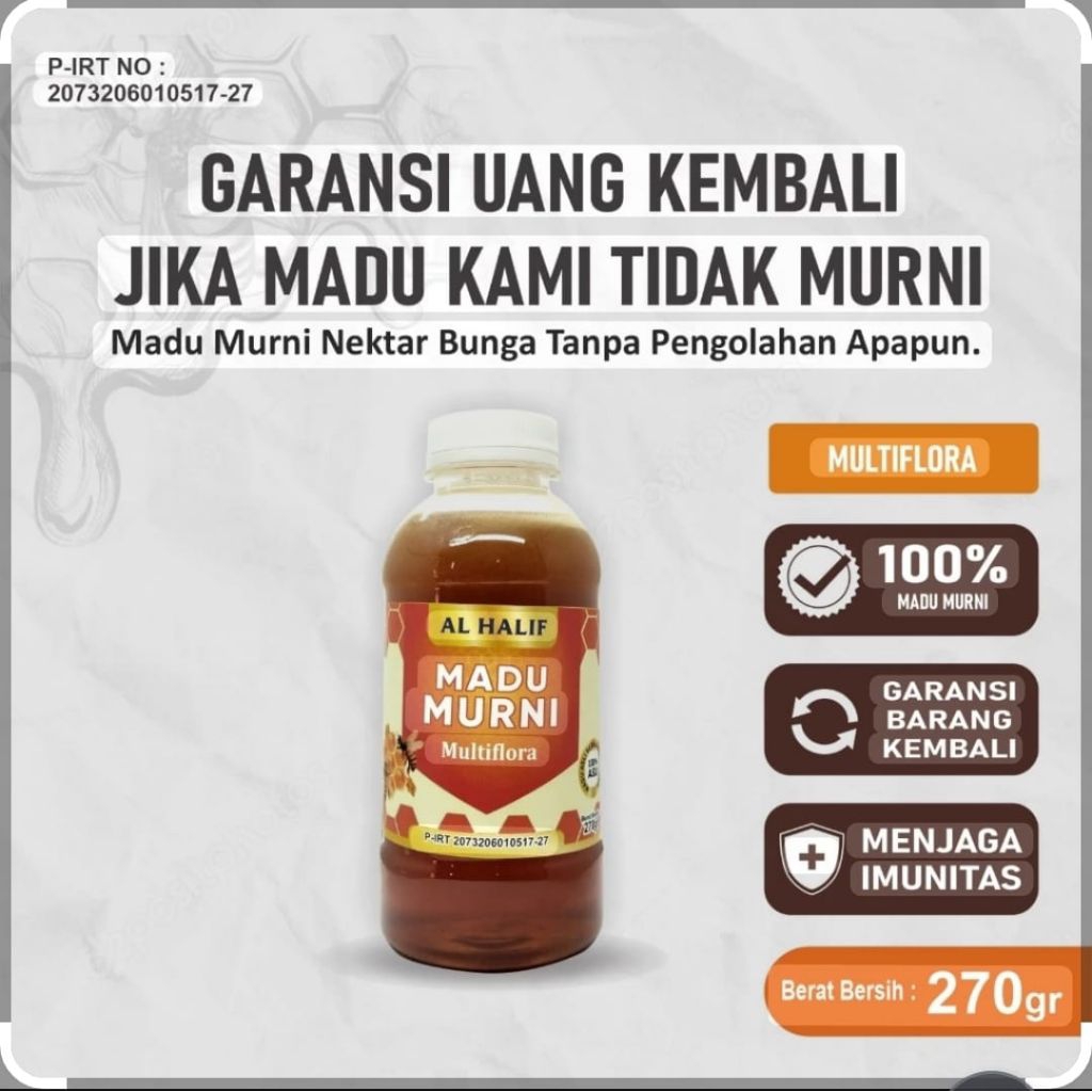 

madu murni multiflora al halif 270gr / madu murni 100% tanpa campuran / madu al halif multiflora