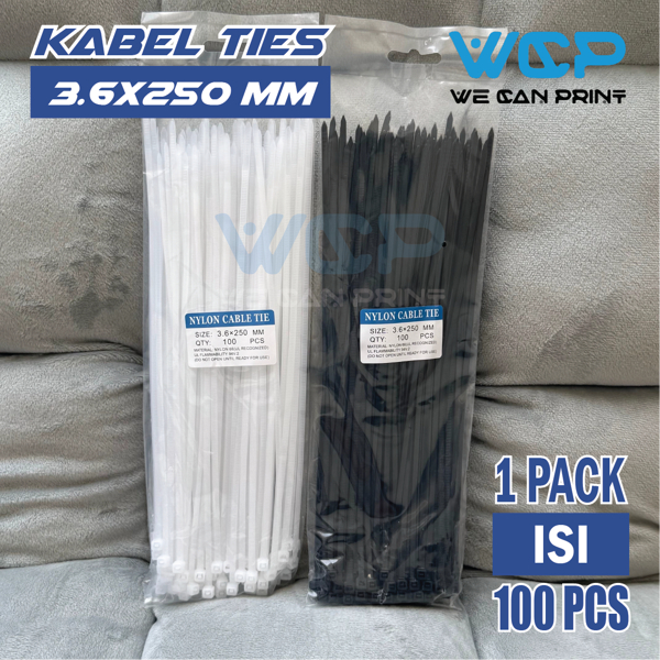 

Kabel Ties 3.6x250mm Nylon Cable Tie Hitam / Putih 25cm Insulock Ties Tis 25 cm 3.6 x 250 mm Insulok (isi 100 pcs)