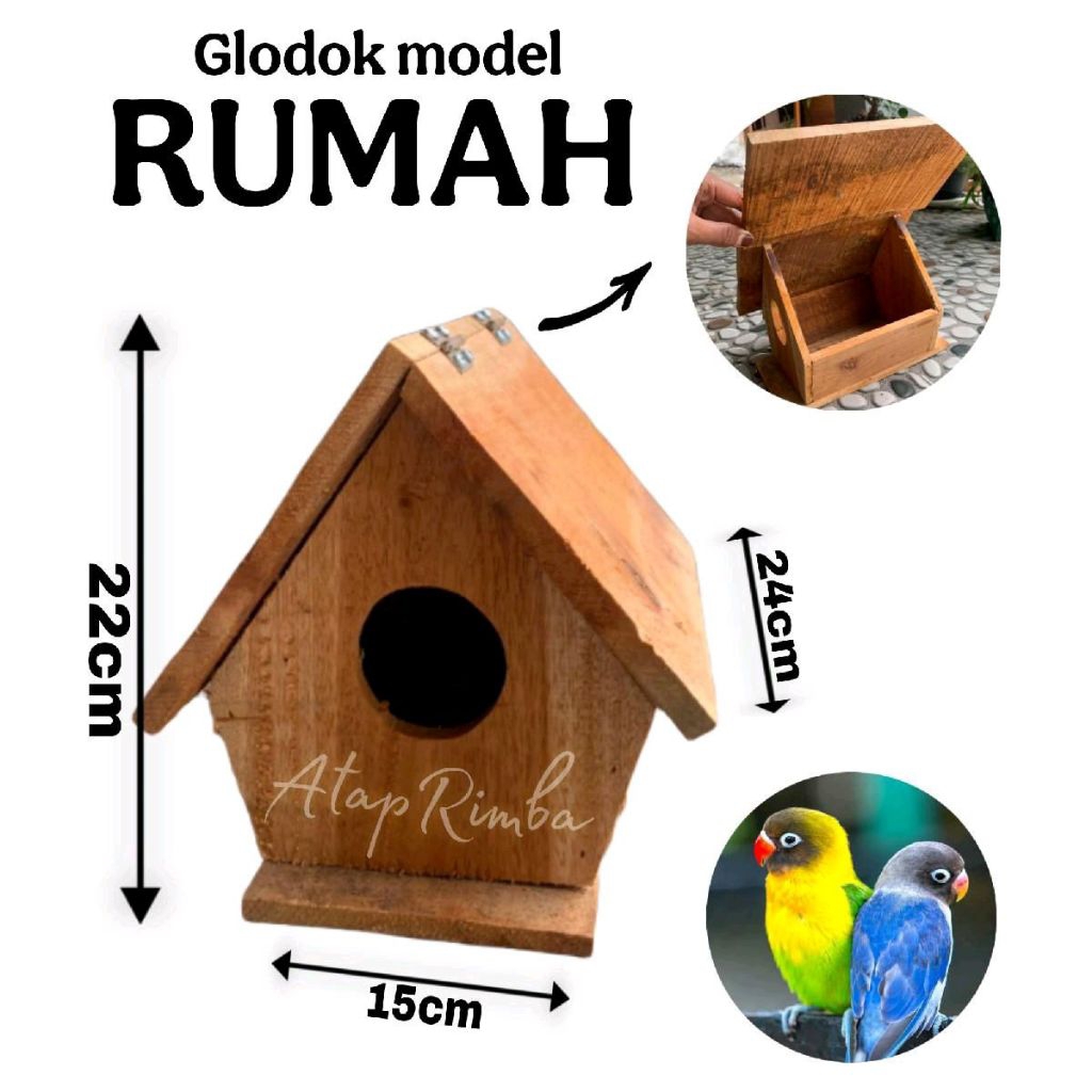 ￼Glodok Rumah Kayu Pintu Atas Sarang Breeding Koloni Bertelur Kandang Burung Lovebird Kenari Parkit
