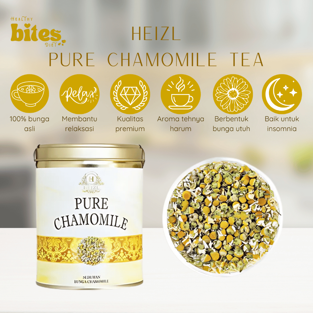 

Pure Chamomile Tea 40gr HEIZL Teh Bunga Chamomile 100% Bunga Chamomile Asli Baik Untuk Insomnia