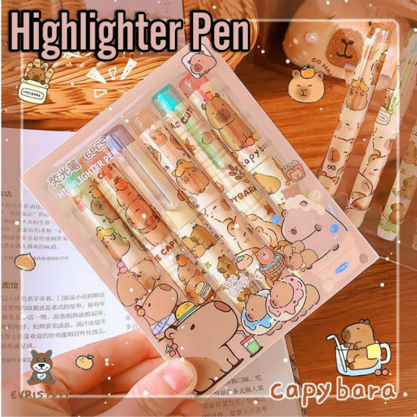 

Stabilo 6 PCS 1 Set Warna Soft Pastel / Highlighter Alat Tulis Sekolah Kantor Lucu Print Capybara Sanrio