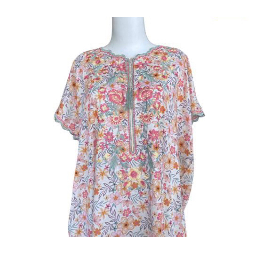 Daster Bordir Daisy Tangan Pendek Viscose