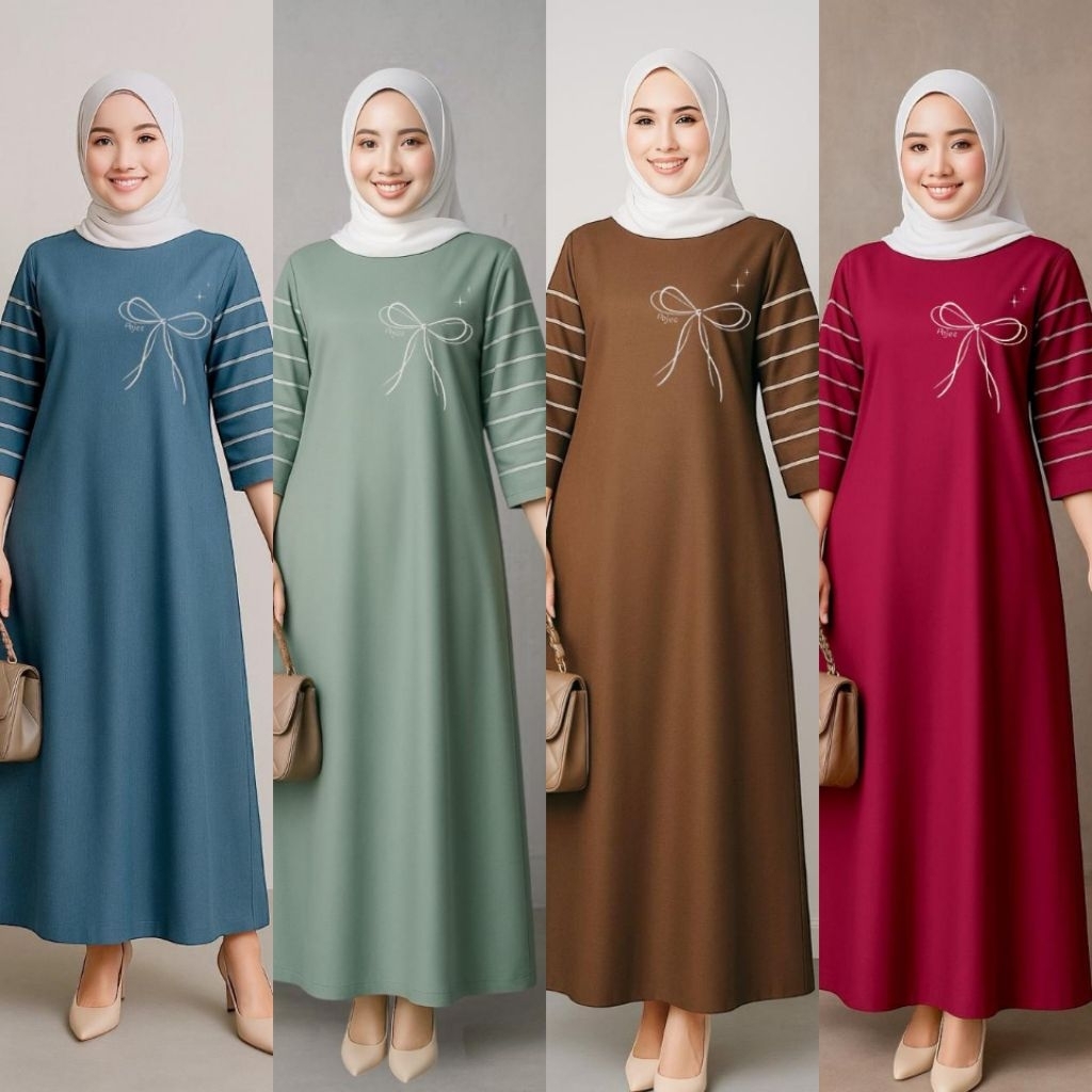 DRESS POJEE//GAMIS DRESS POLOS//MIDI DRESS KAOS OVERSIZE MOTIF SALUR //DRESS BASIC KOMBED