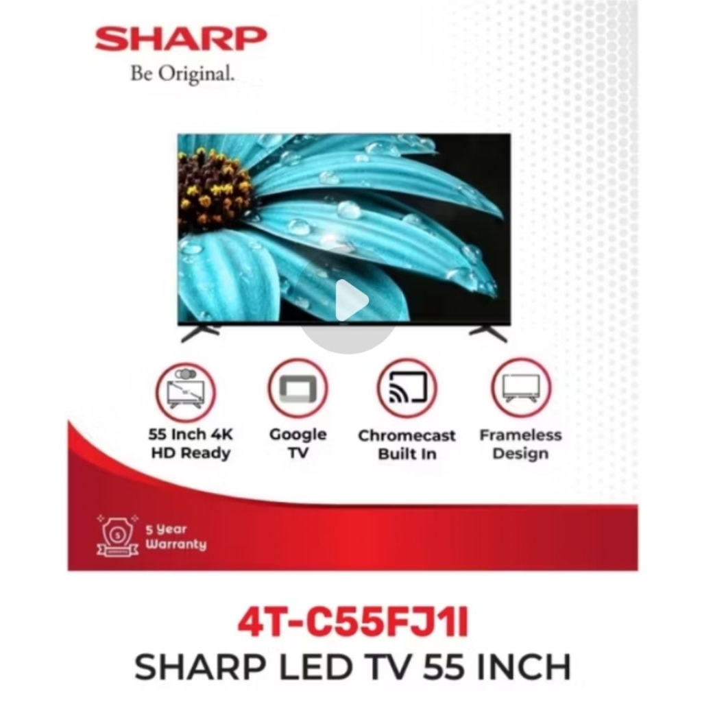 TV SHARP 55 INCH ANDROID GOOGLE TV UHD 4K 55FJ1