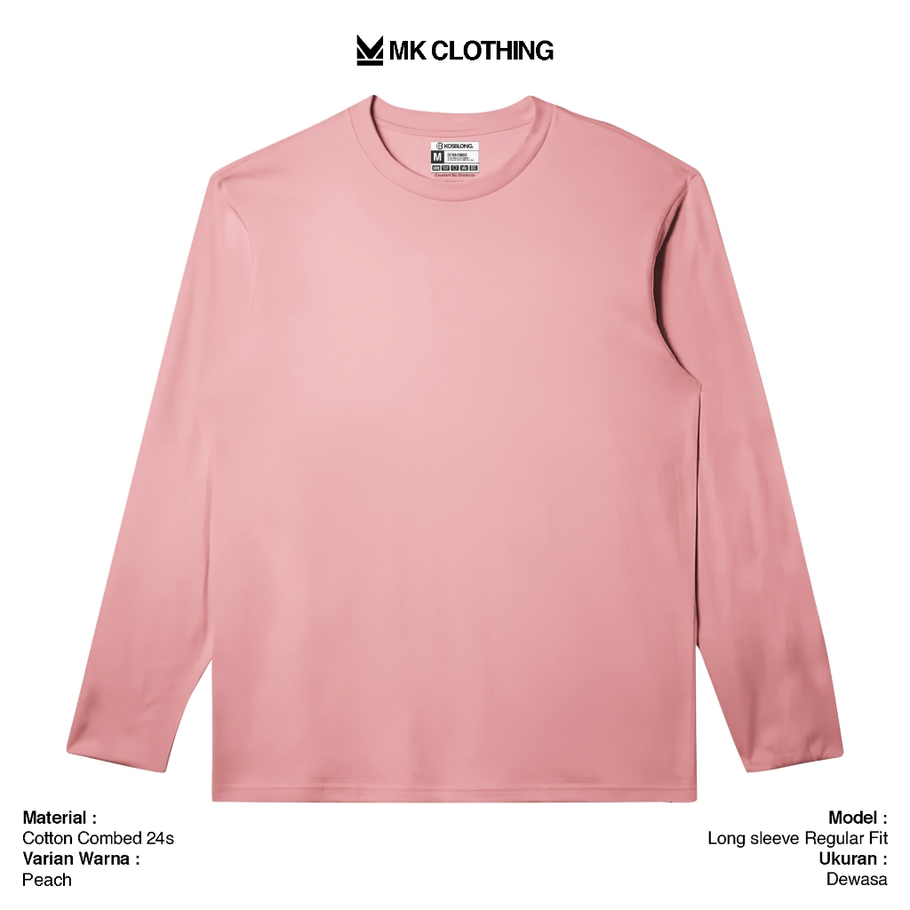 Kaos 24s Polos Dewasa Pria dan Wanita Unisex Lengan Panjang - Peach