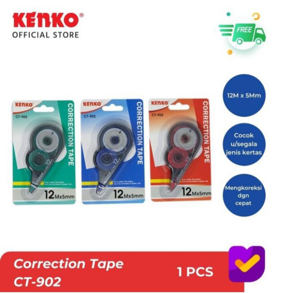 

KENKO Correction Tape Tippro Tipp-Ex Kertas CT-902 / CT-903 / CT-2001 / CT-3001 - Pcs.