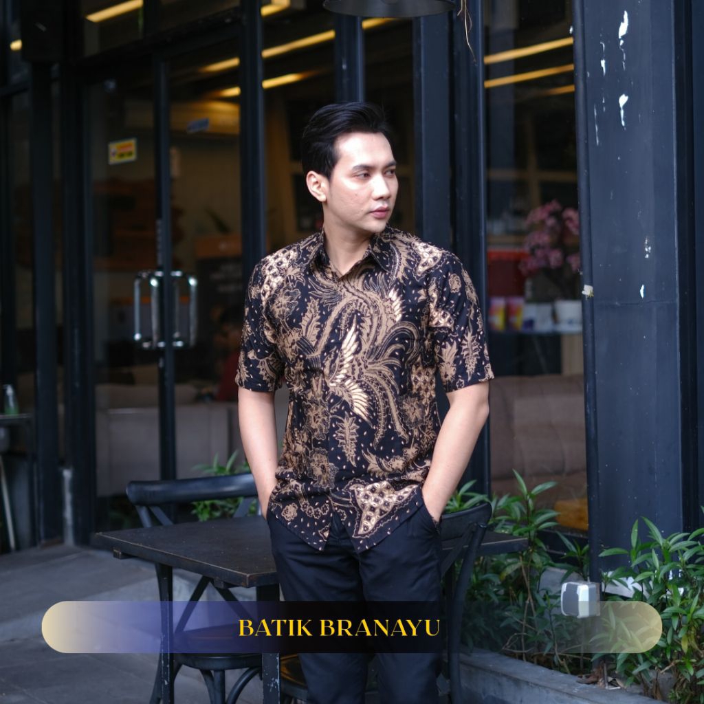 Kemeja Batik Pria Lengan PENDEK Slimfit Buwono Keris Modern Premium Baju Atasan Batik Cowok Original
