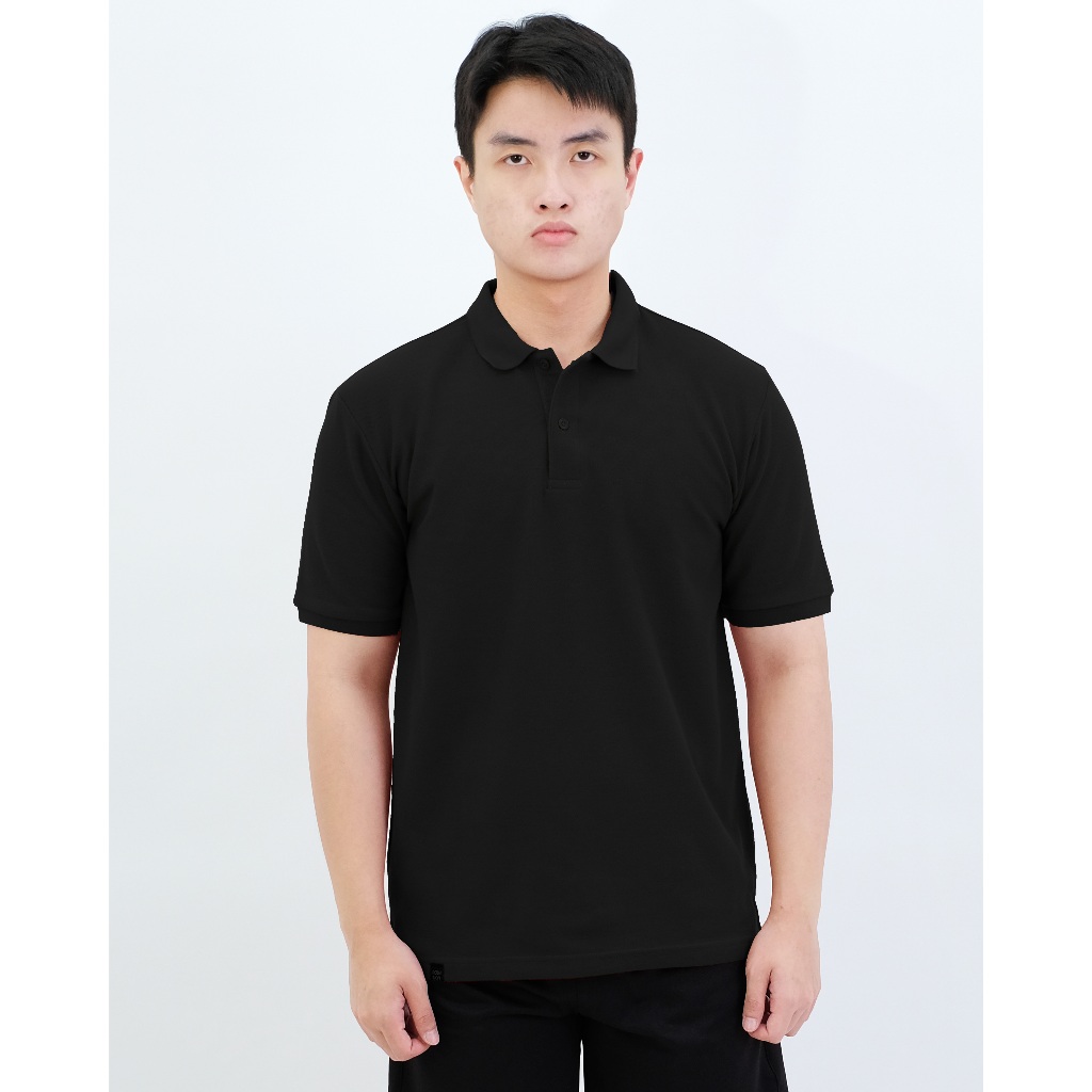 POSHBOY Polo Shirt Black - Kaos Kerah Hitam Polos Pria Lengan Pendek