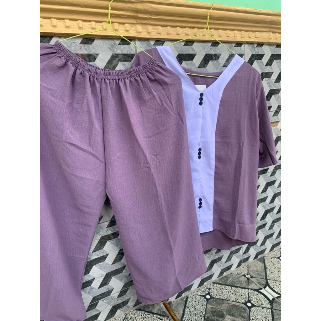 TERMURAH !! Setelan Wanita Lengan Pendek / Setelan Crinkle