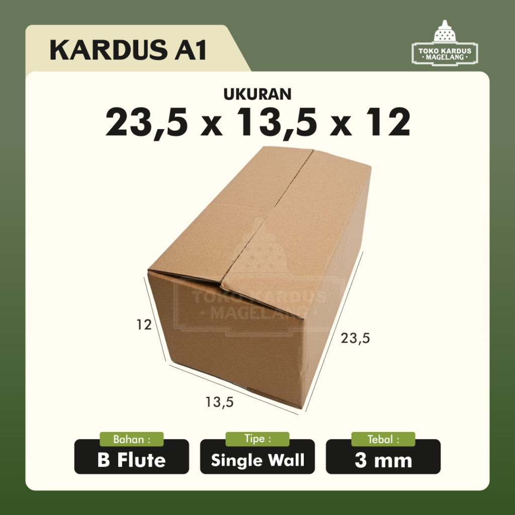 

23.5x13.5x12cm Kardus Box Karton Polos | Baru | Murah - Kardus Packing Online Shop