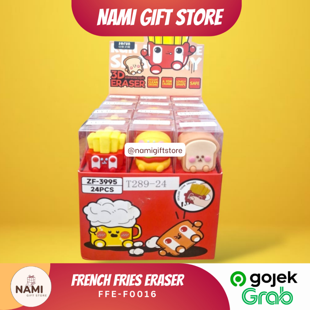 

[FFE-F0016] French Fries Eraser Alat Tulis Penghapus Pensil Bentuk Kentang Goreng Burger Roti
