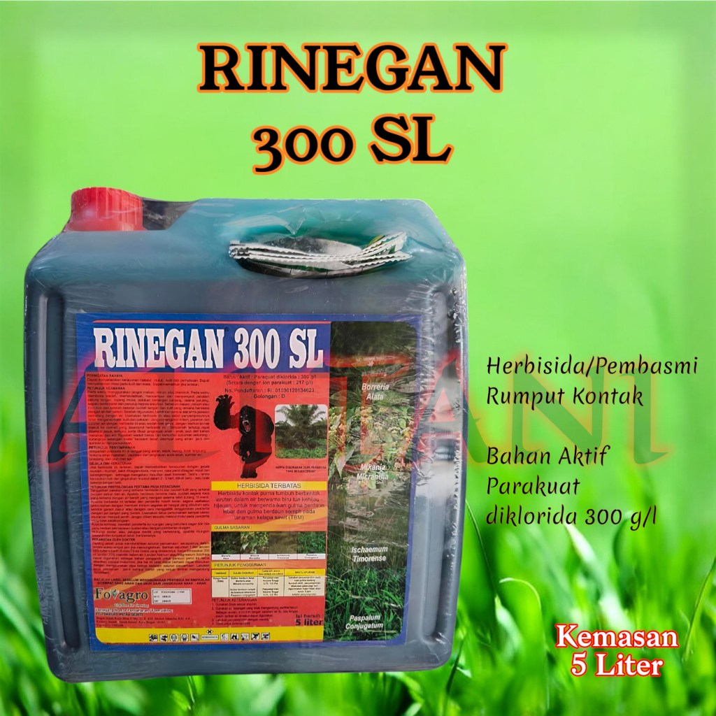 (5 ltr) RINEGAN 300 SL Kemasan 5 Liter Herbisida Kontak/Pembasmi Gulma Rumput