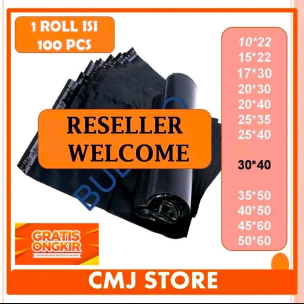 

Polymailer PLASTIK PACKING POLYMAILER HITAM ISI 100 PCS (PER 5 IKAT)