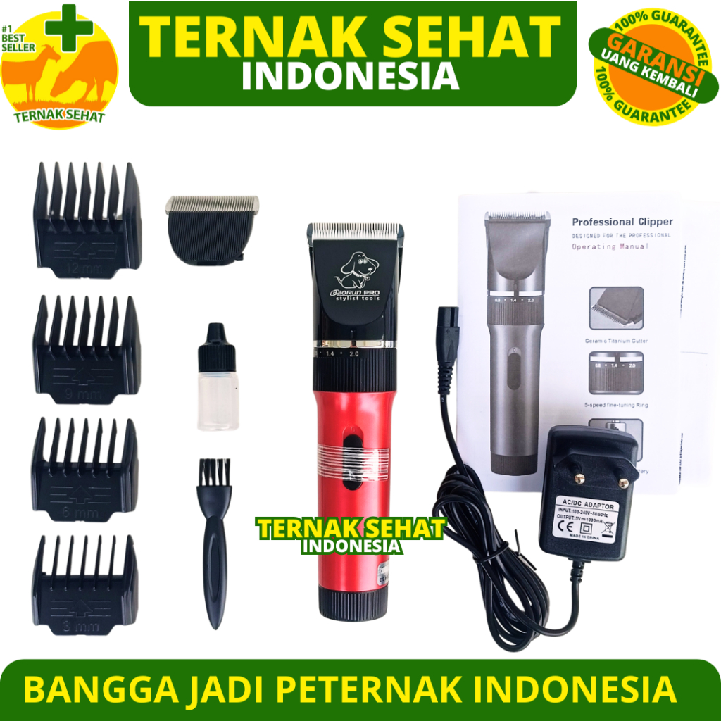 BAORUN P6 MERAH - Alat Cukur Hewan Elektrik untuk Bulu Domba - Mesin Cukur Domba Anjing Kucing Kambi