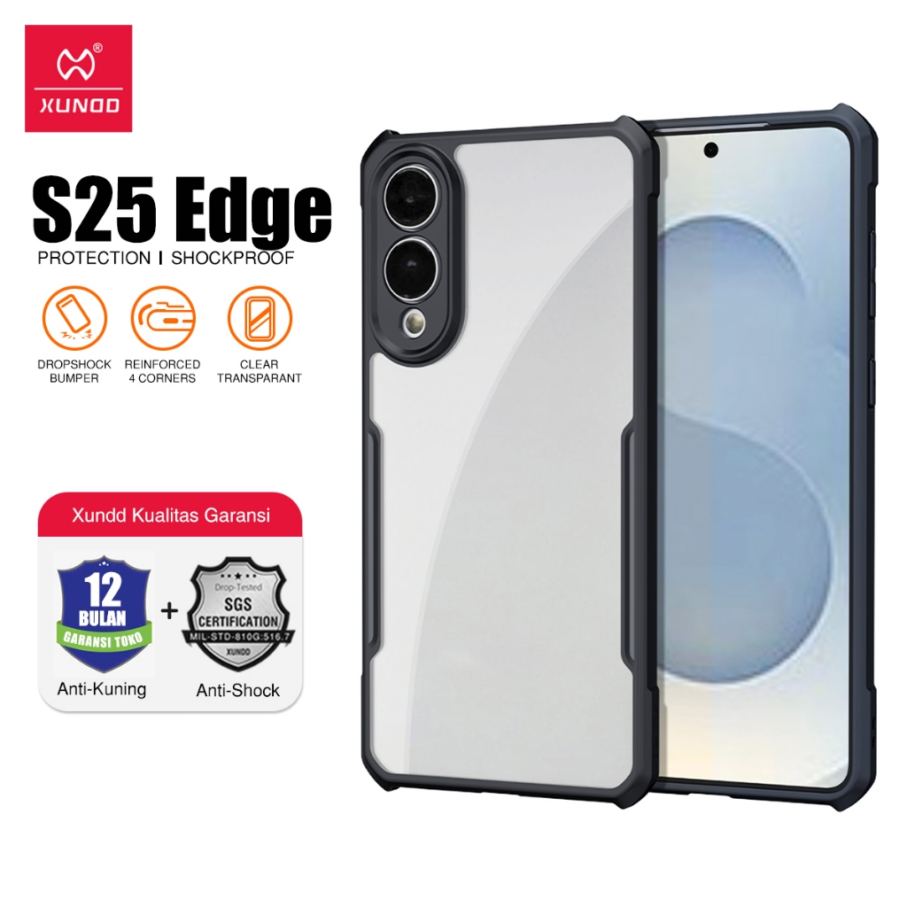 XUNDD Case Untuk Samsung S25 Edge 6.7 inch Shockproof Slim Transparan Casing Belakang Anti Crack