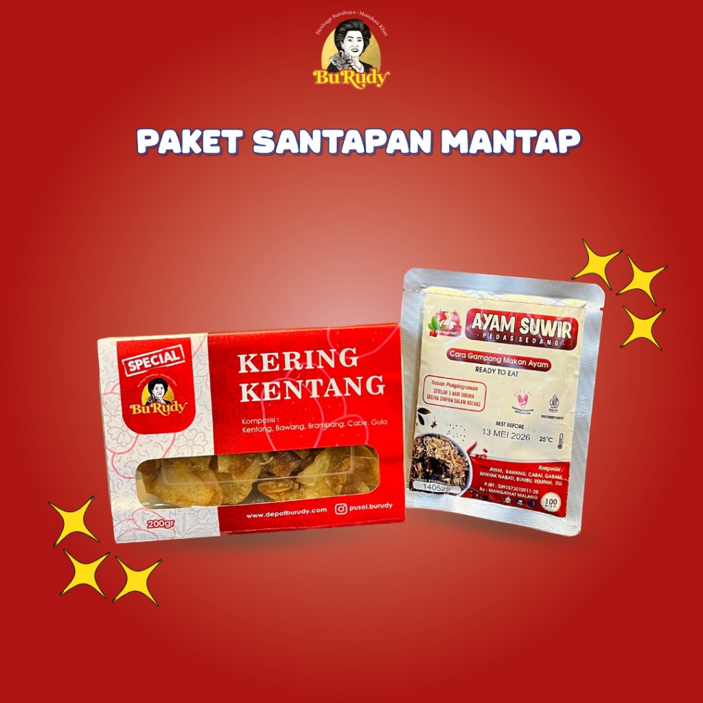 

[PAKET SANTAPAN MANTAP] - Kering Kentang Bu Rudy + Sambal Ayam Suwir