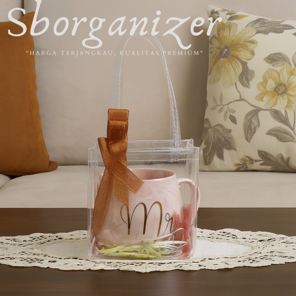 

10x10 Tas goodie bag mika polos transparant tas tenteng plastik toples kue kering toples tabung