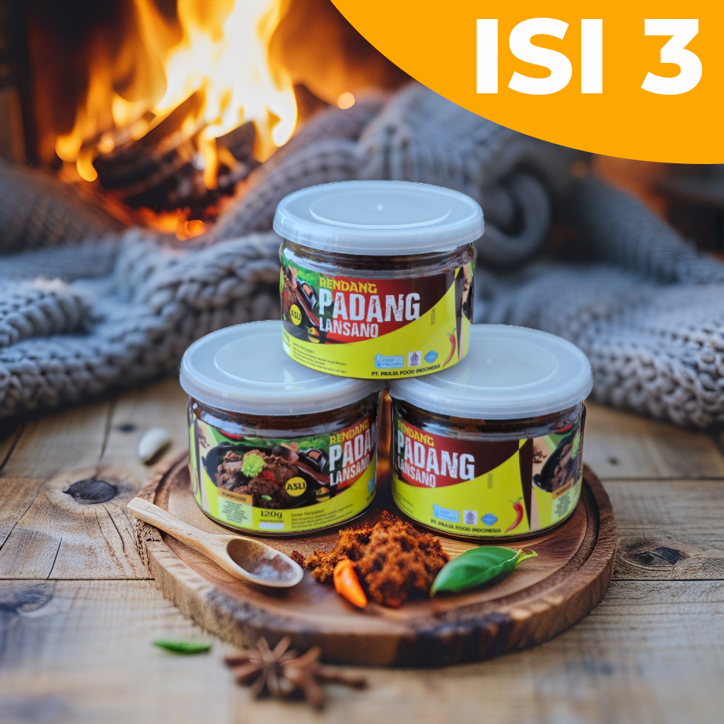 

Rendang Daging Sapi Khas Padang PREMIUM / Rendang Padang Lansano PREMIUM Isi 3 Siap Saji Halal