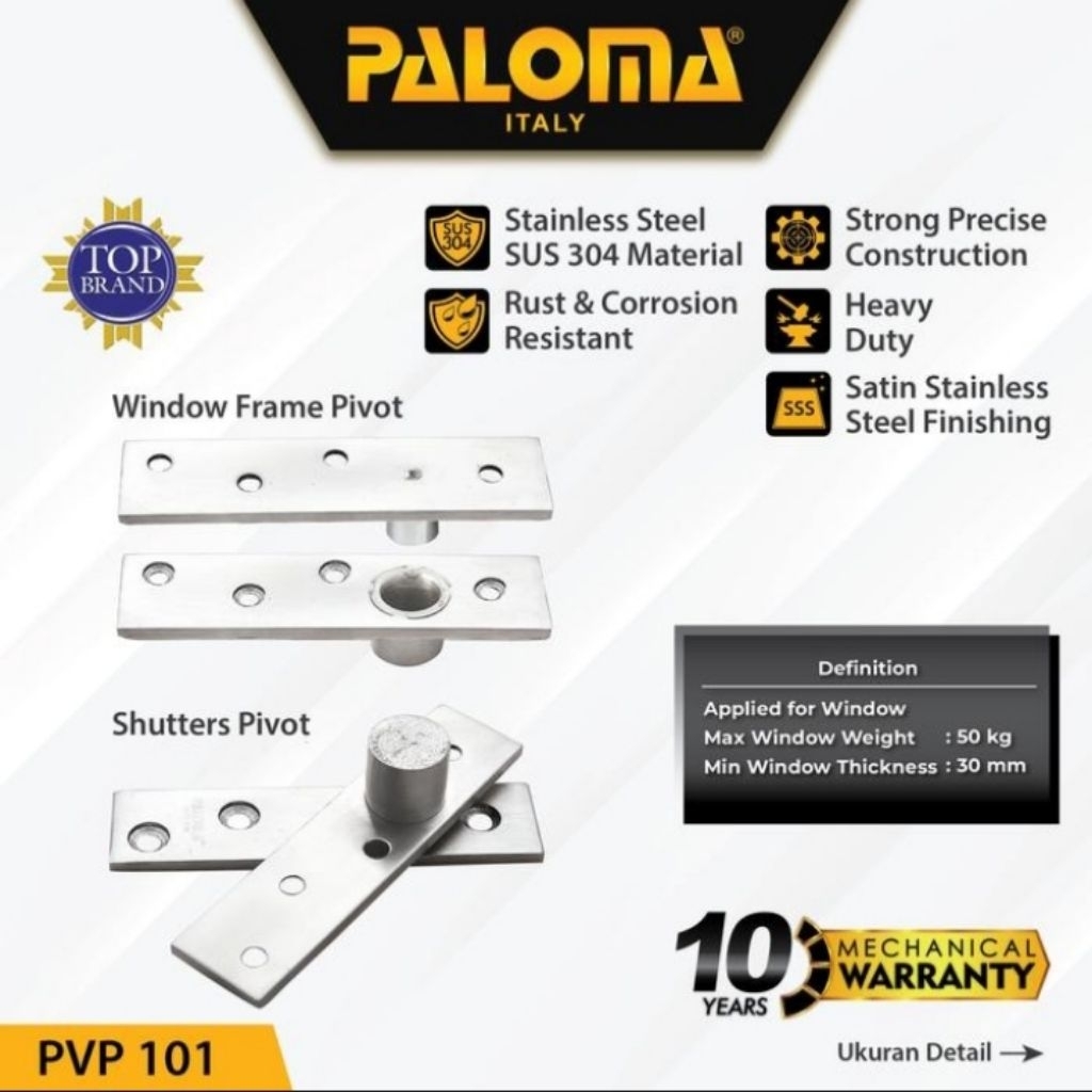 ENGSEL PIVOT HINGE PALOMA PVP 101 ENGSEL JENDELA TANAM STAINLESS STEEL SUS304
