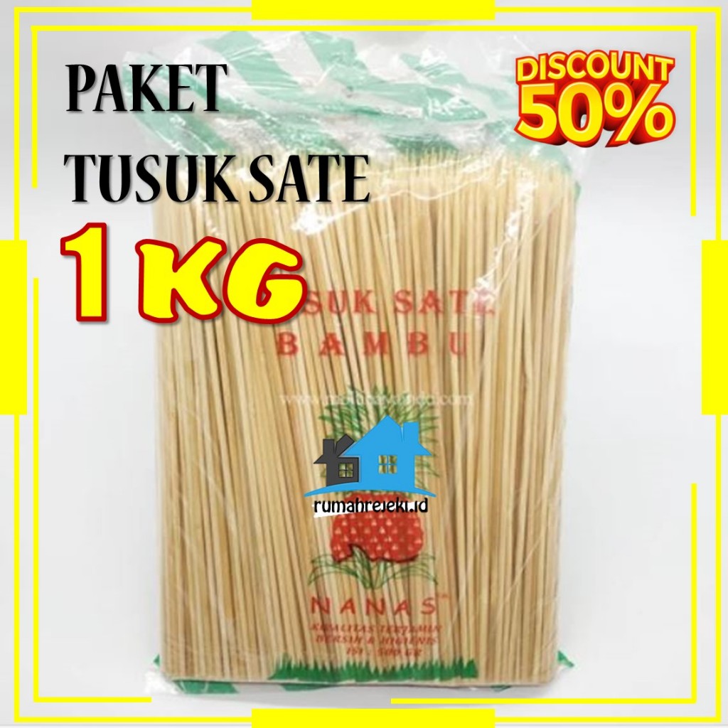 Tusuk Sate 1 kg / Tusuk Sate 1 pack / Tusuk Sate Bambu Panjang 22cm Murah / Tusuk Sate Bambu Halus