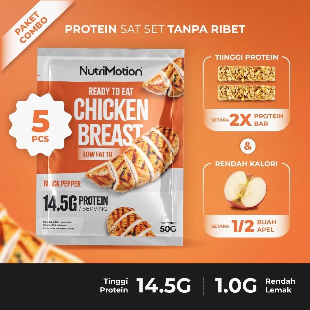 

NutriMotion Ready To Eat Chicken Breast 50gr - Dada Ayam Siap Makan (5pcs & 10pcs)