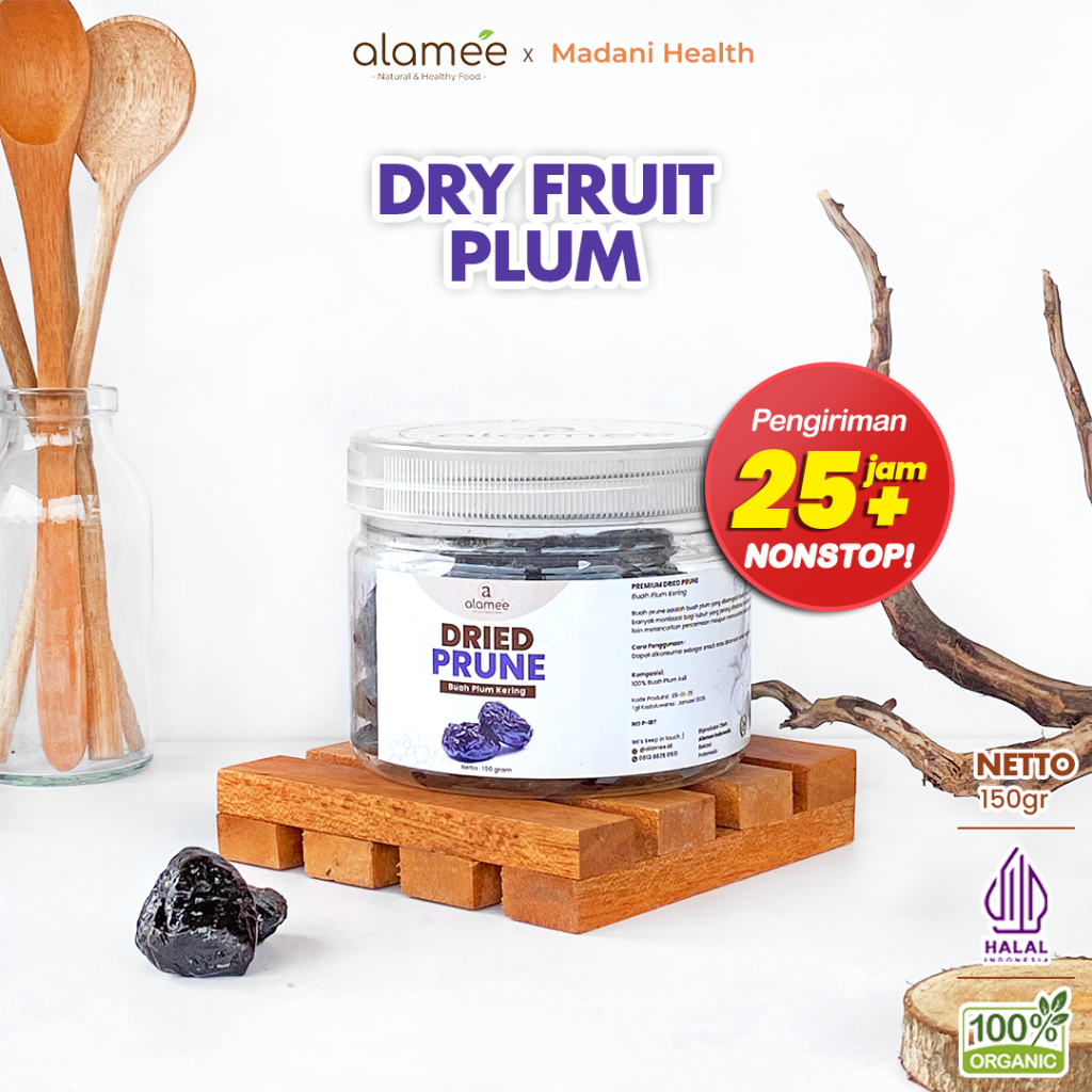 

ALAMEE Dried Prune Cemilan Buah Kering Sehat Buah Plum Kering Rendah Kalori Tanpa Biji PREMIUM 150gr