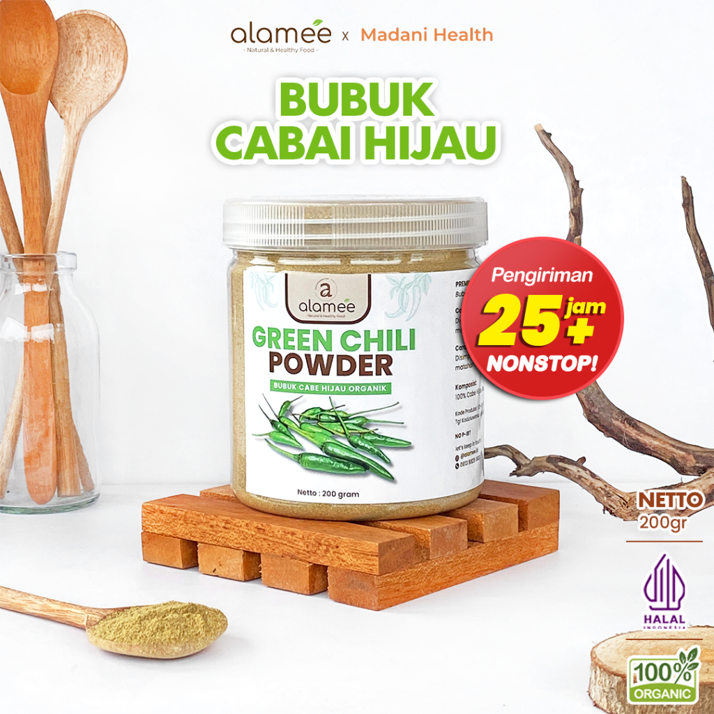 

ALAMEE Bubuk Cabe Hijau Green Chili Seasoning Powder Bumbu Masakan Dapur Murni Tampa Campuran 50gr