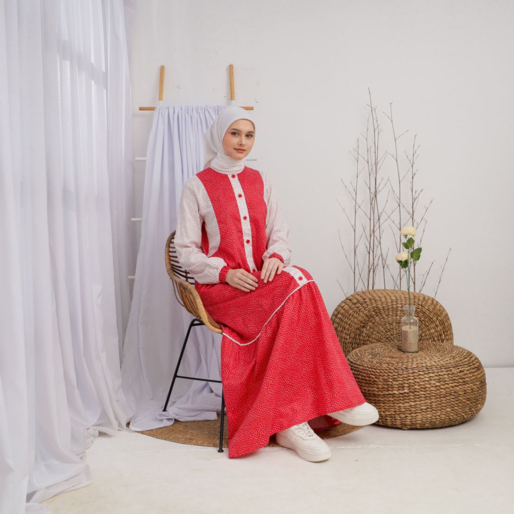 Gamis Merah Putih 069 gamis merdeka gamis Agustusan