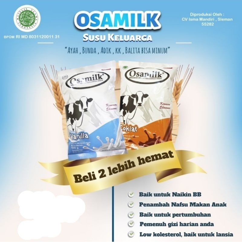 

Flash Sale !!! Osamilk Vanilla Bubuk Rendah OSAMILK SUSU PENAMBAH BERAT BADAN SUSU SAPI 500 Gram