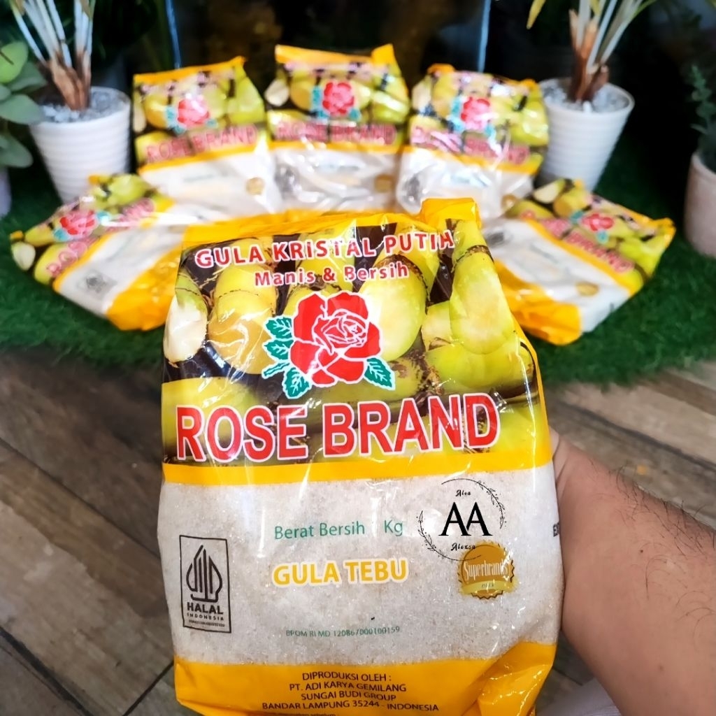 

( BORONG 5 PCS ) GULA KRISTAL PUTIH manis dan bersih MERK ROSE BRAND 1Kg