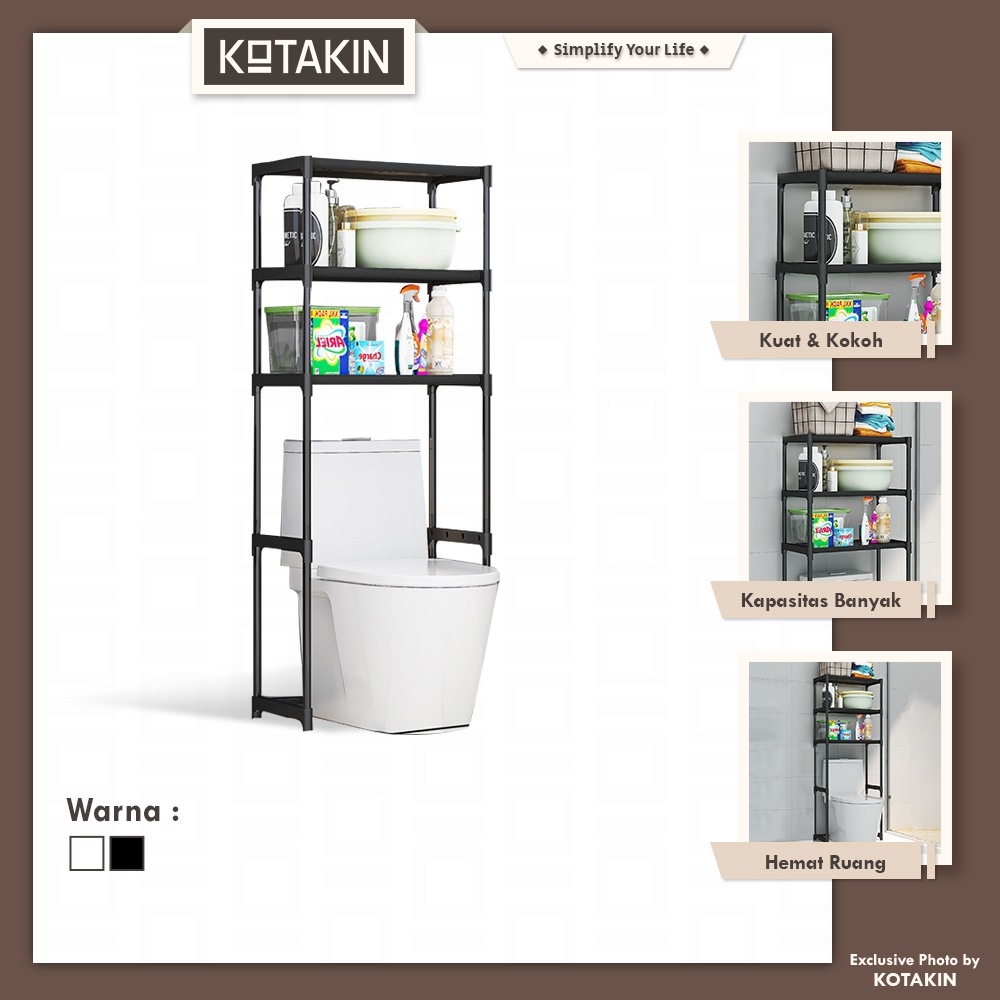 KOTAKIN Rak Kloset Kamar Mandi Susun Tempat Penyimpanan Sabun Shampoo Detergen Kokoh