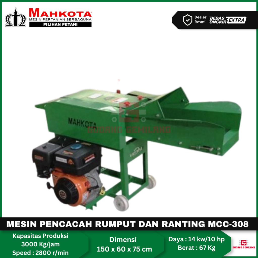 Mesin Pencacah Rumput Dan Ranting Mesin Cacah Serbaguna Cacah Rumput Mahkota MCC-308