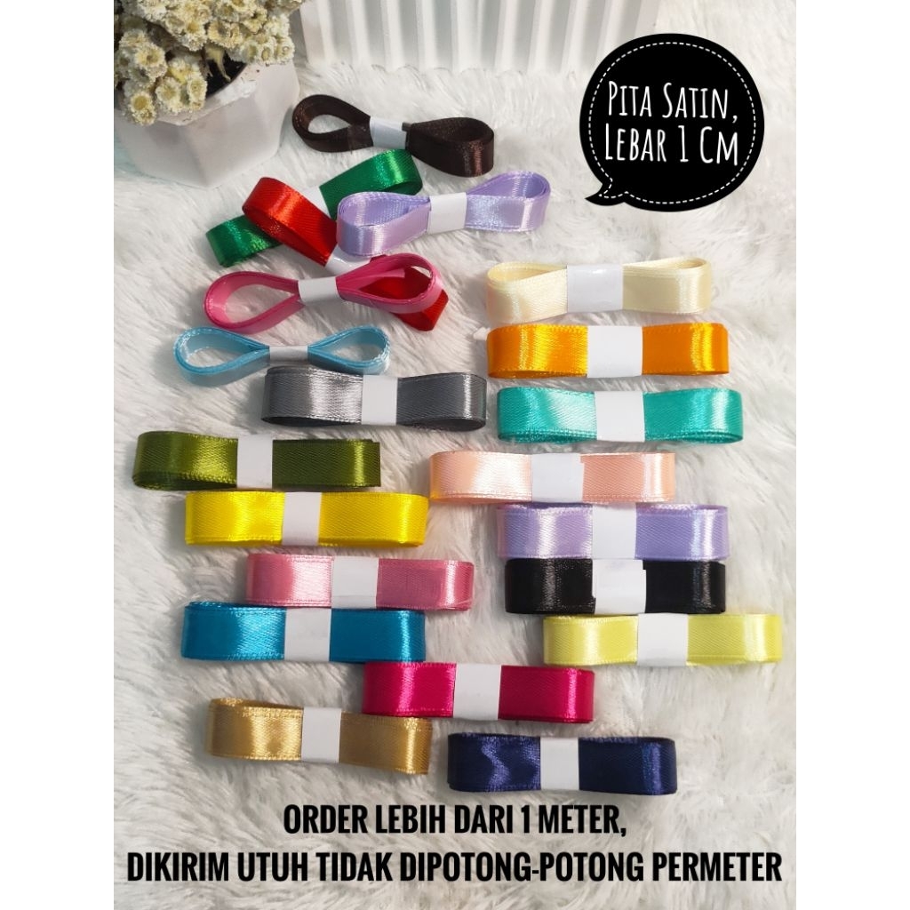 

Pita Satin Lebar 1cm/Pita Buket/Pita Kado