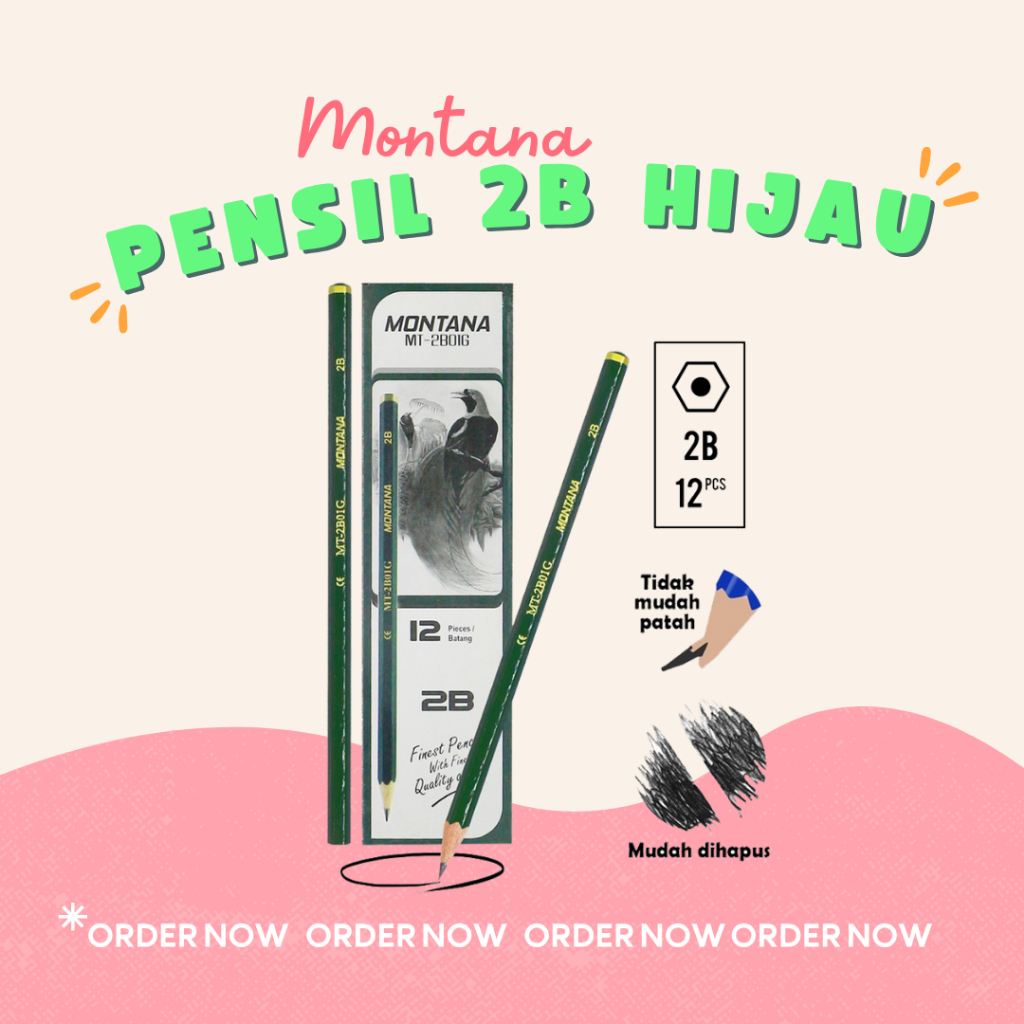 

Pensil 2B Hijau / Pensil Ujian Lulus Komputer / Pensil Pencil Montana