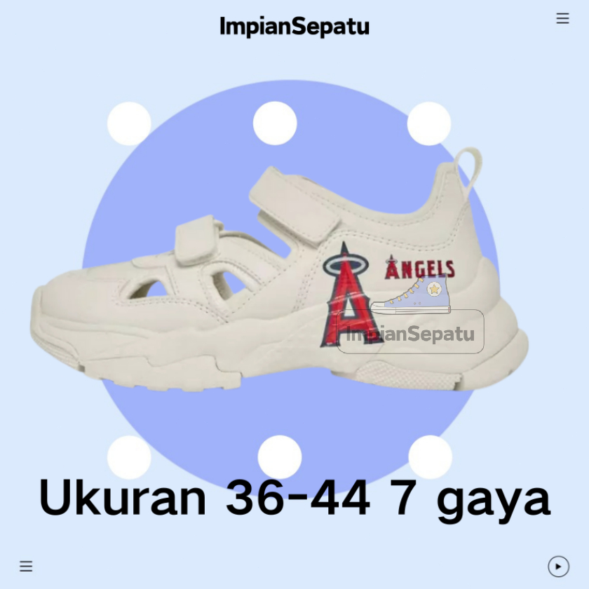 COD 100% Original Sepatu Sandal MLB Big Ball Chunky Mask Slop Red Angels Kulit Stylish Ukuran 36-44 