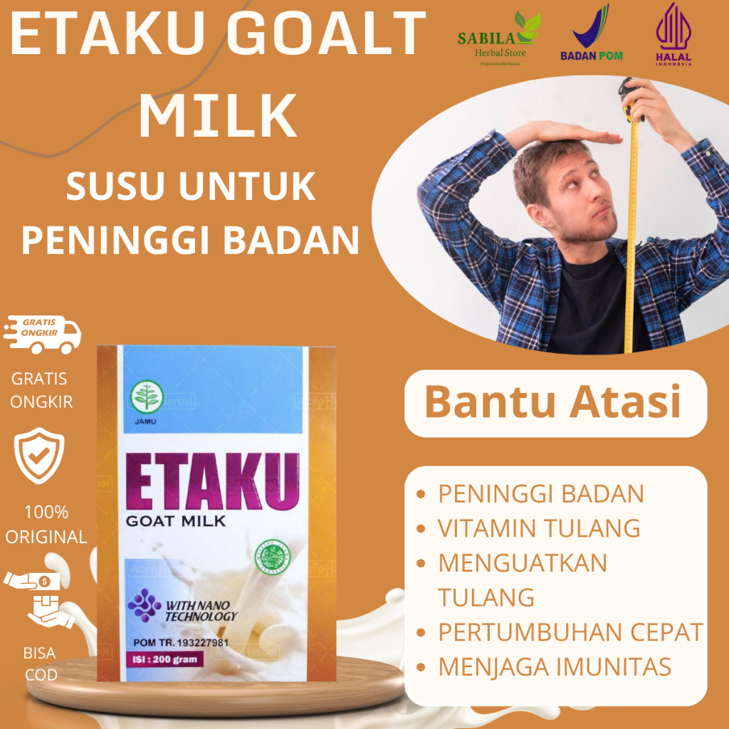 

Etaku Susu Peninggi Badan Remaja Dewasa Anak Usia 12 Tahun Keatas Tinggi Kalsium Nutrisi Penambah Tinggi Badan Penguat Tulang Vitamin Daya Tahan Tubuh