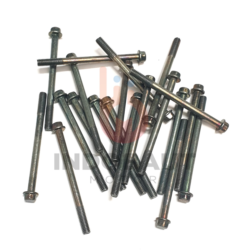 10 - 100 PCS Baut Blok Mesin 6x80 Kunci 8 Hijau Flange Bolt M6X80 Ulir 10 Drat Halus