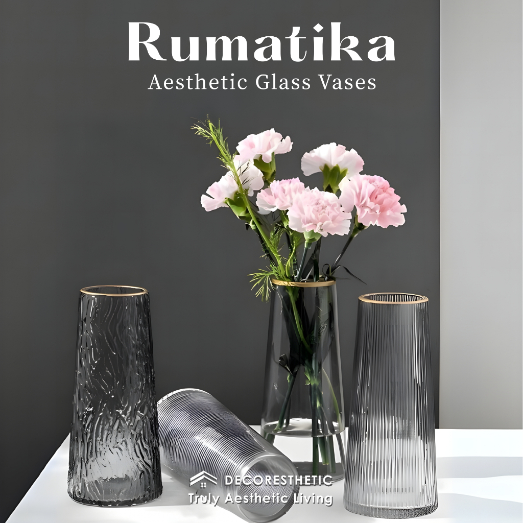 Decoresthetic Rumatika Tempat Bunga Vas Bunga Kaca Meja Dekorasi Ruang Tamu Minimalis