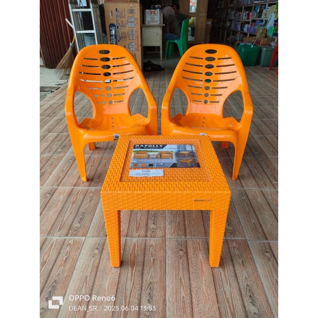 kursi set Napolly kursi santai napolly Oren 2kursi 1meja 908BA