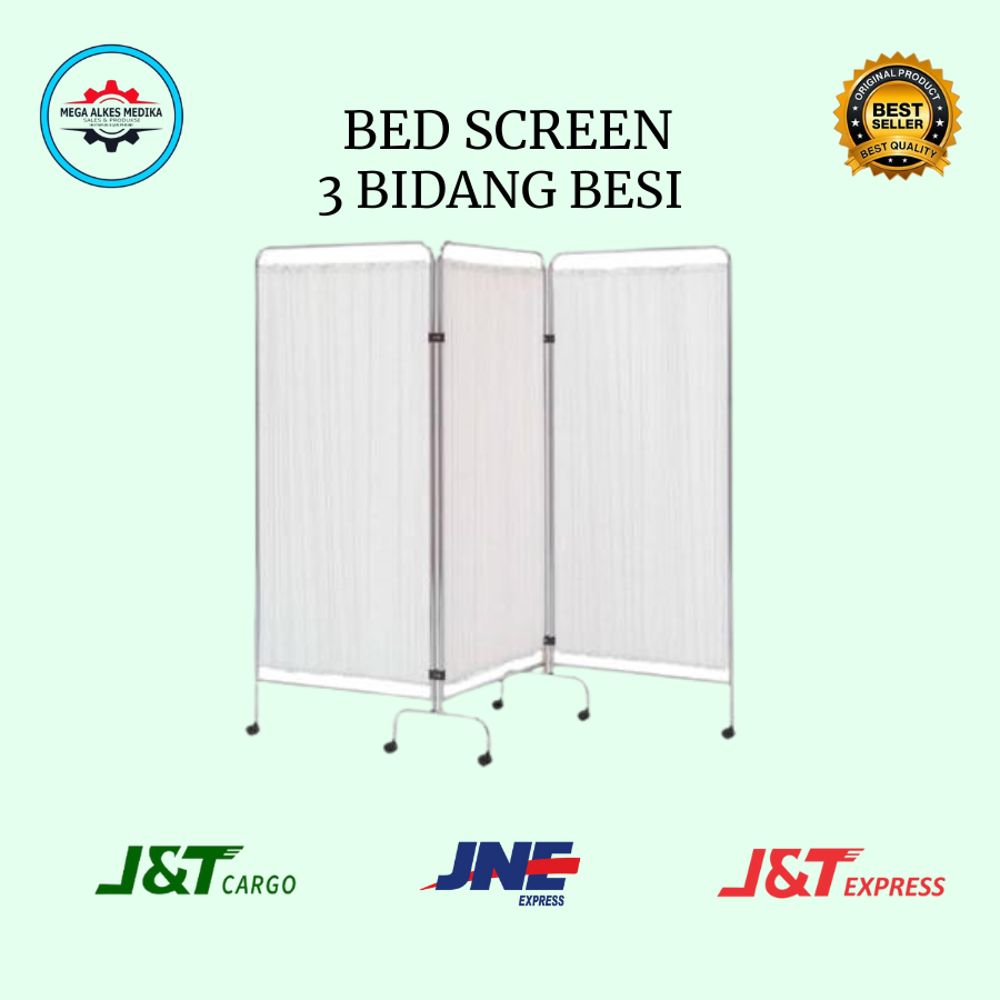 BEDSCREEN 3 BIDANG STAINLESS || PEMBATAS RUANGAN 3 BIDANG BESI || PARTISI KAMAR PASIEN