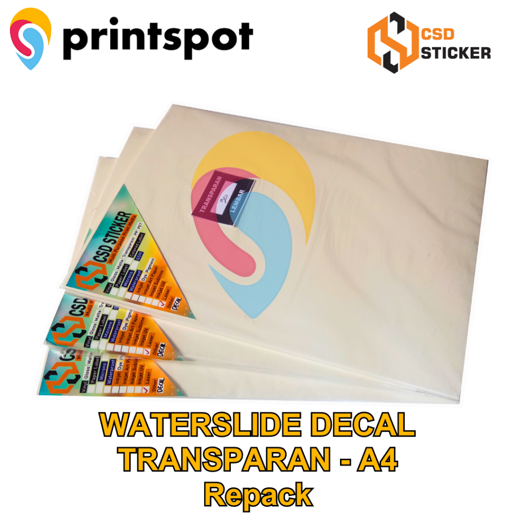 

Decal Transparan / Waterslide Decal A4 White for Laser Toner Digital Print Sablon - Repack 20