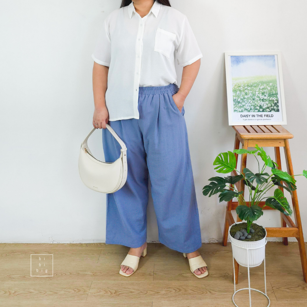 BIBIBIG - RHEA - Celana Panjang Loose Kulot Wanita | Linen Bamboo  | Big Size / Plus
