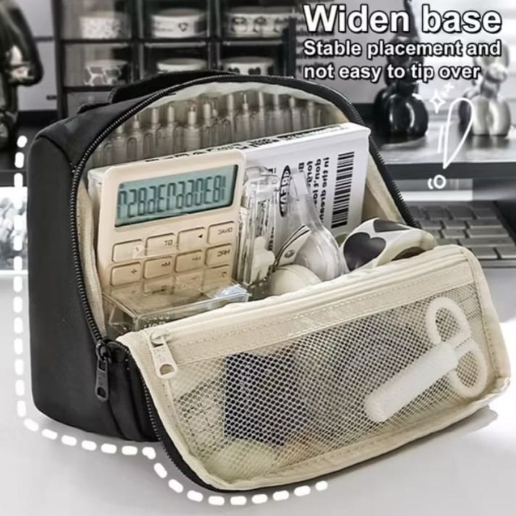 

Tempat Pensil Kanvas Kapasitas Besar ZHIBIGE Model Tas Penyimpanan Alat Tulis Multifungsi